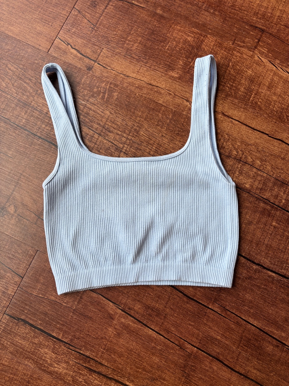Zara Pale Blue Ribbed Crop Tank
